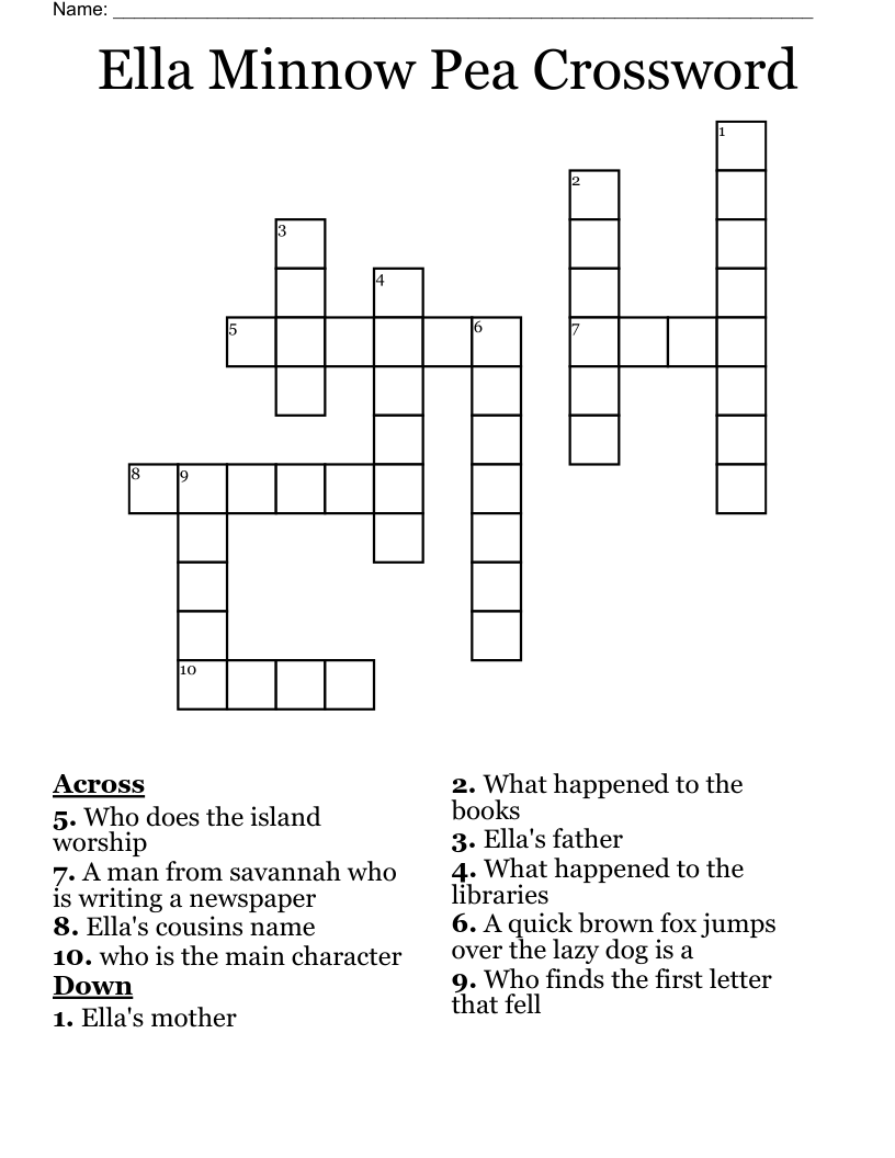 Ella Minnow Pea Crossword