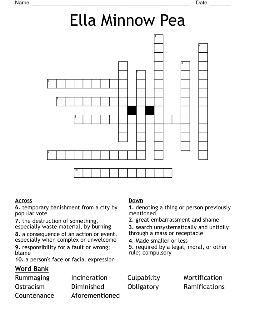 Ella Minnow Pea   Crossword