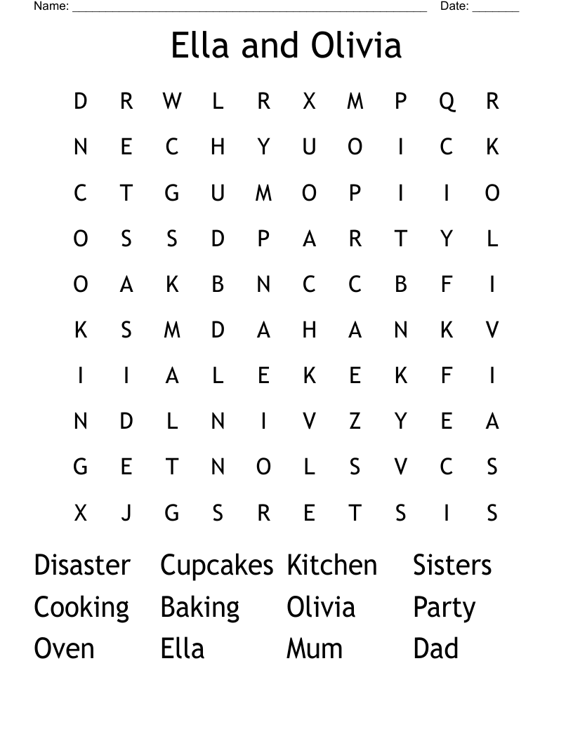Ella and Olivia  Word Search
