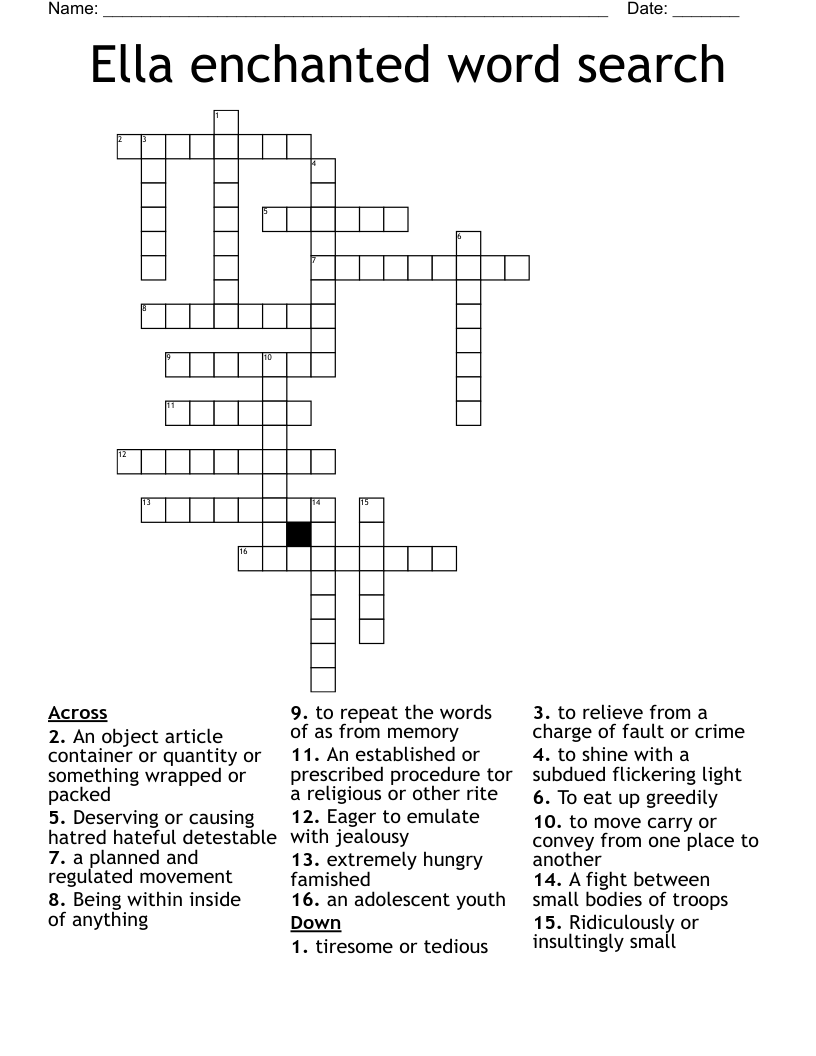 Ella enchanted word search Crossword