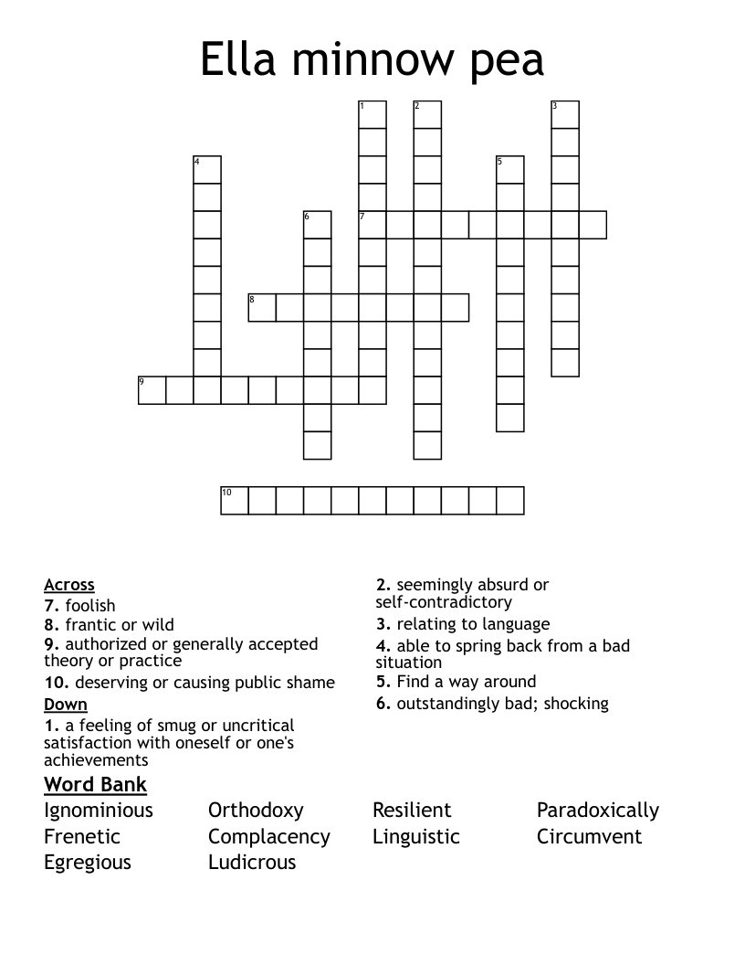 Ella minnow pea Crossword