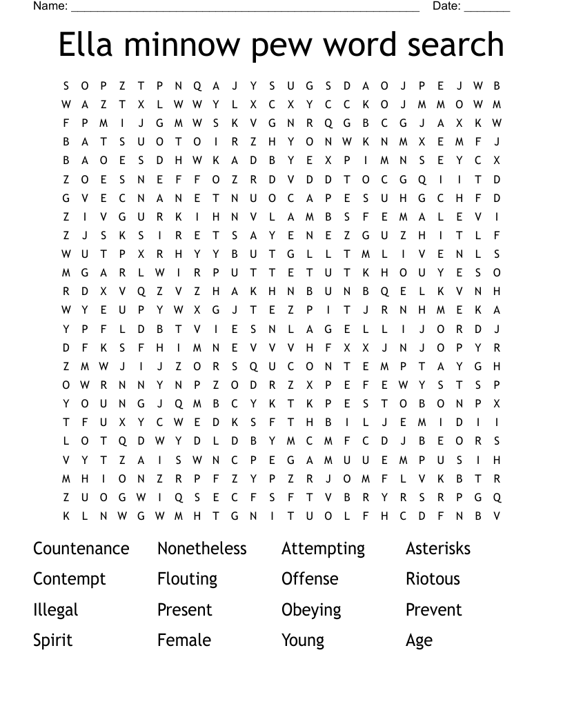 Ella minnow pew word search