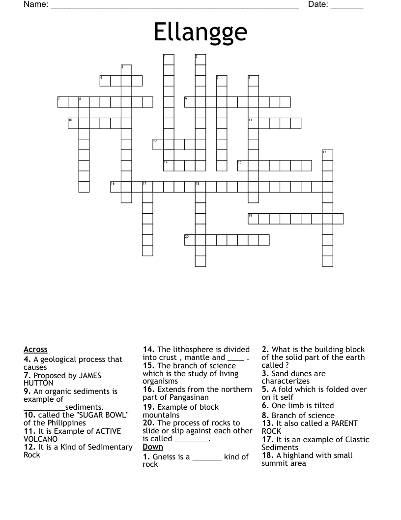 Ellangge Crossword
