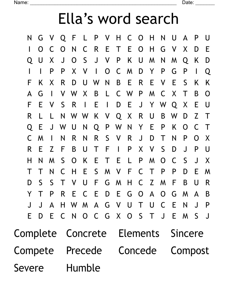 Ella’s word search