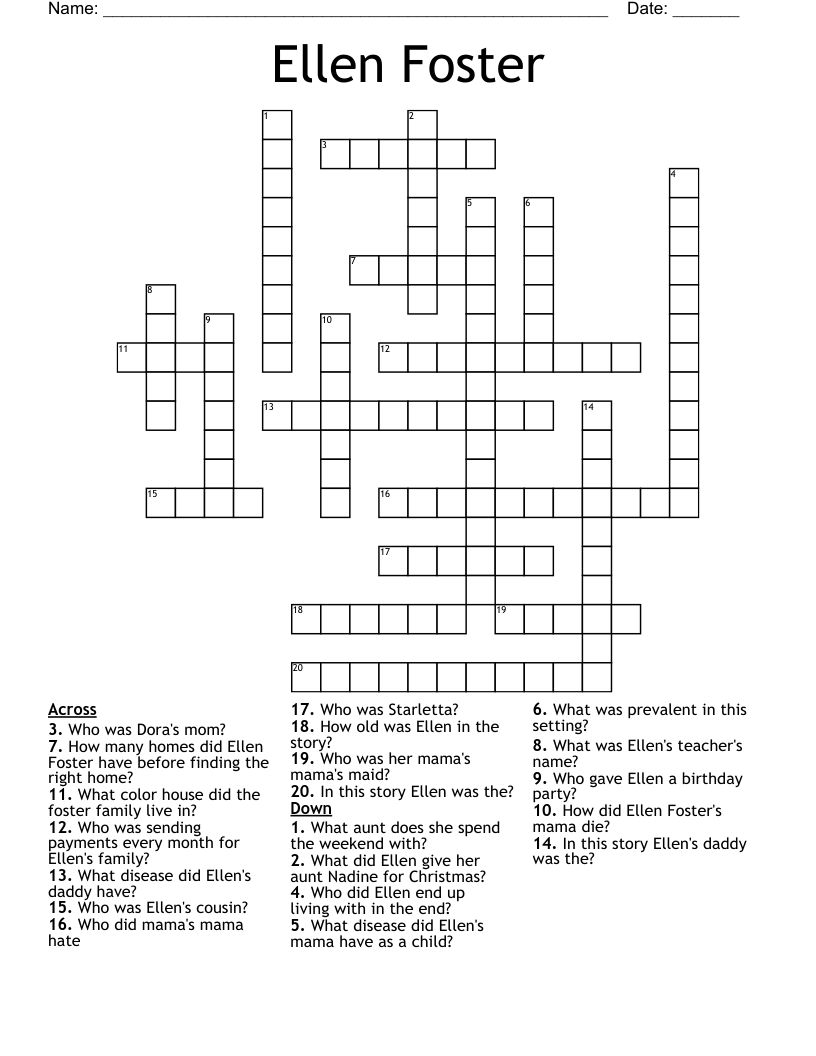 Ellen Foster Crossword