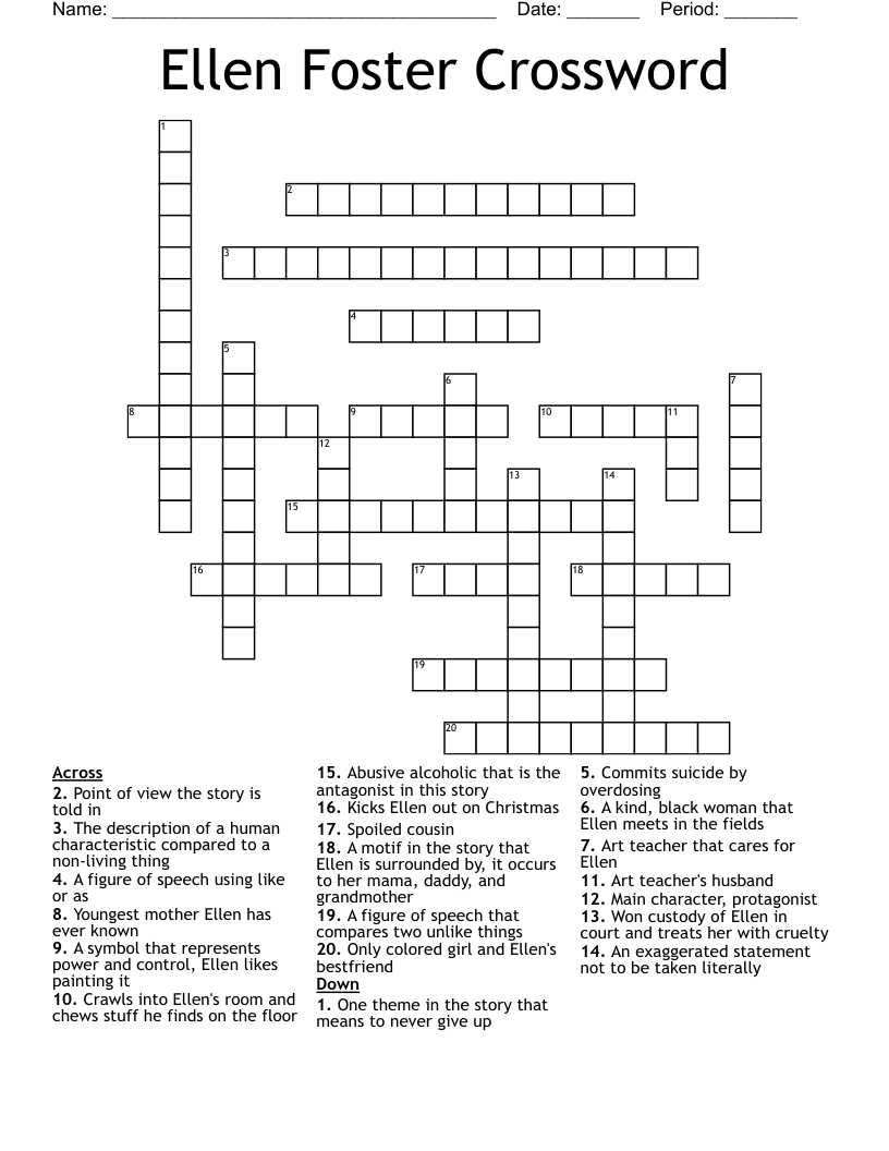 Ellen Foster Crossword