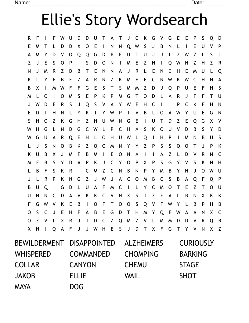 Ellie's Story Wordsearch 