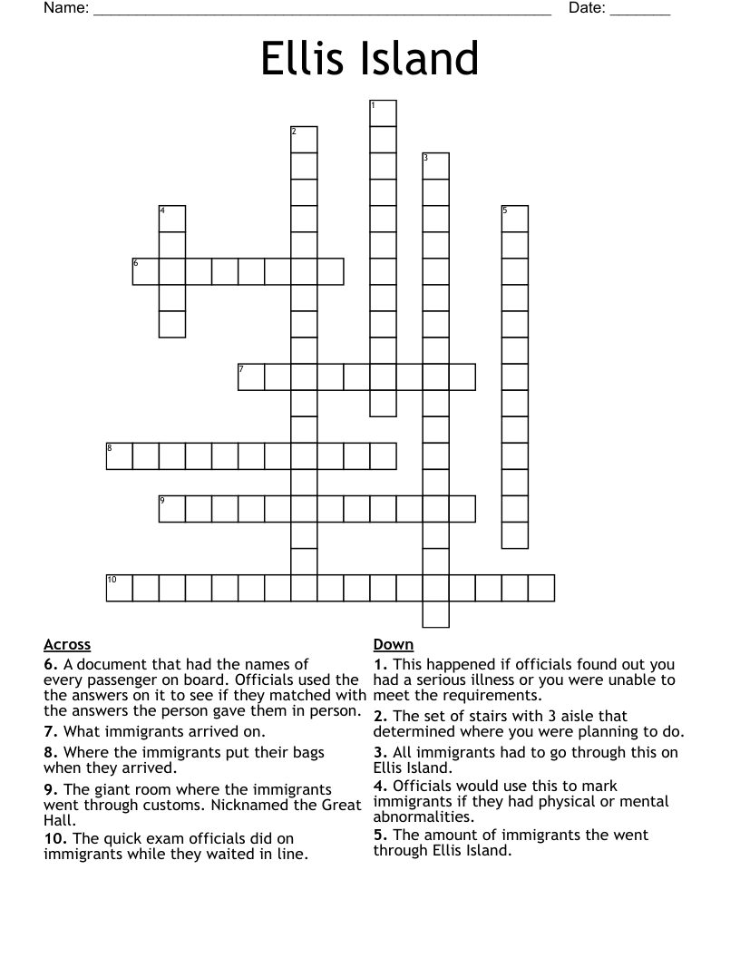 Ellis Island Crossword