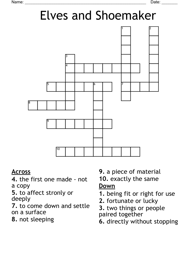 Elves and Shoemaker Crossword