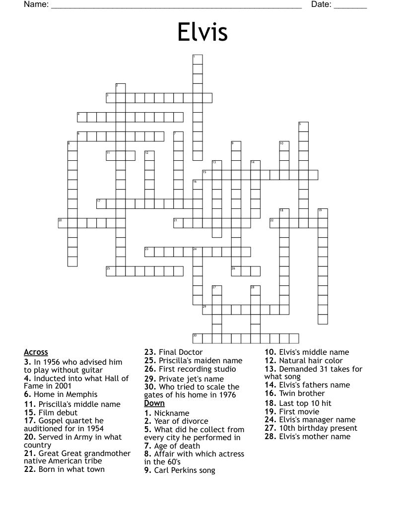 Elvis Crossword