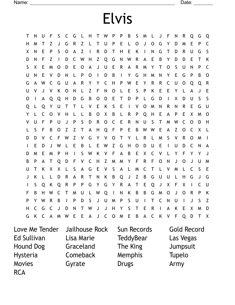 Elvis Word Search