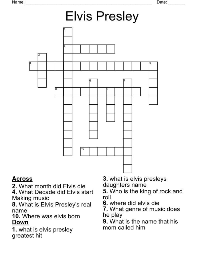Elvis Presley Crossword