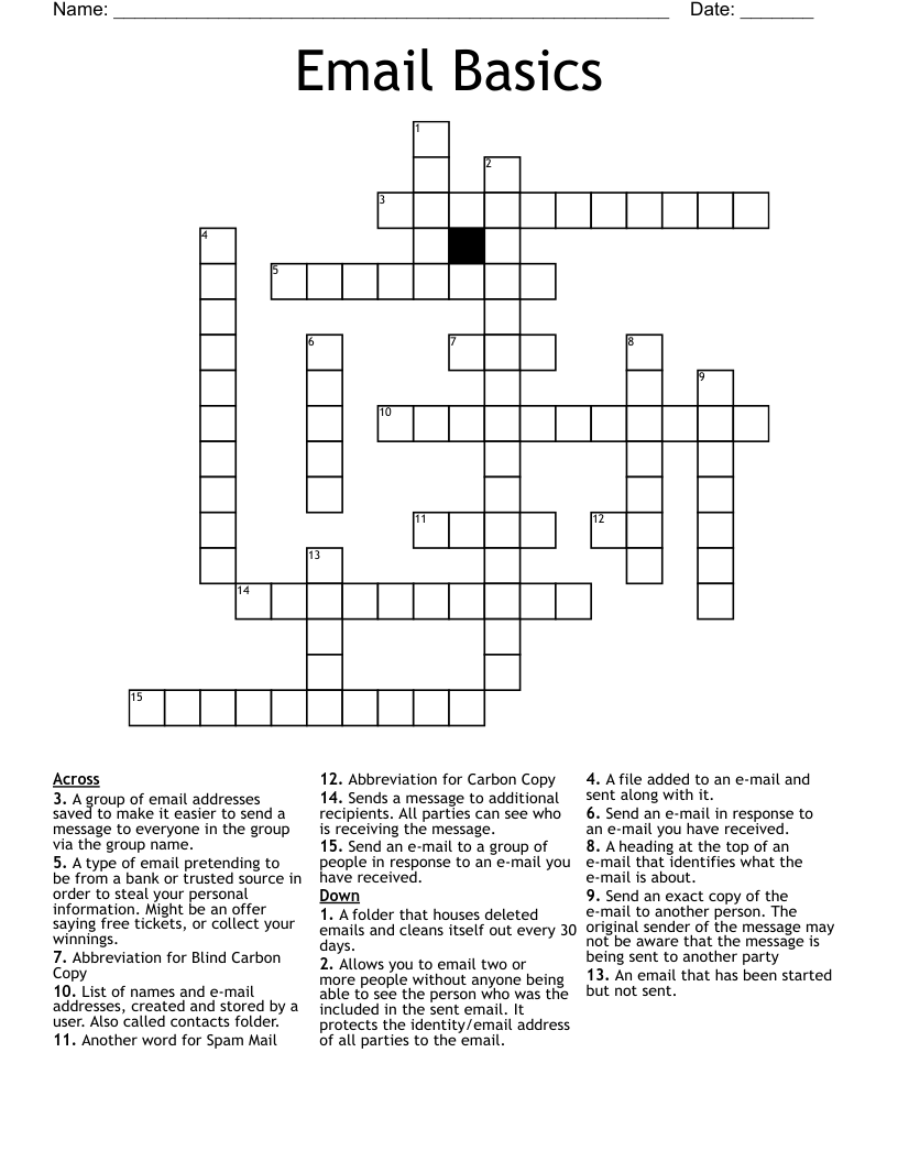 Email Basics Crossword