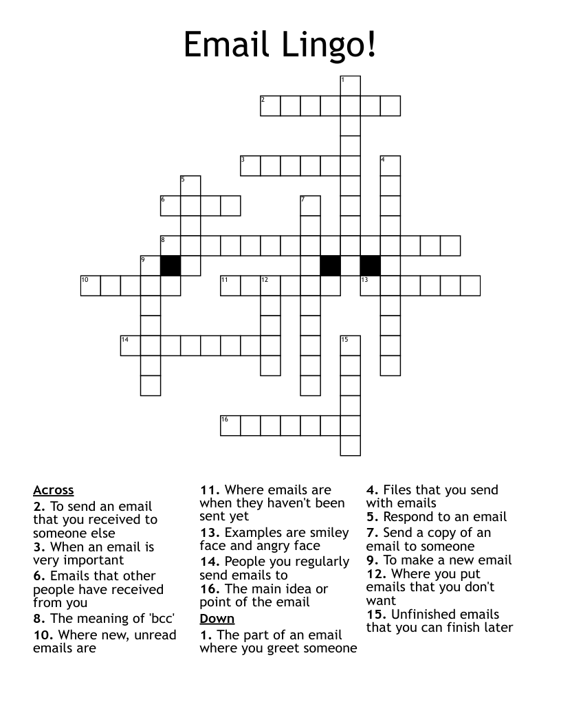 Email Lingo! Crossword