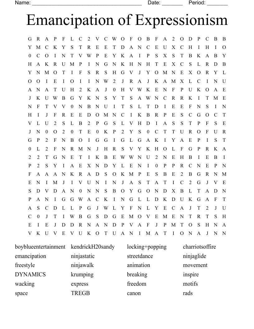 Emancipation of Expressionism Word Search