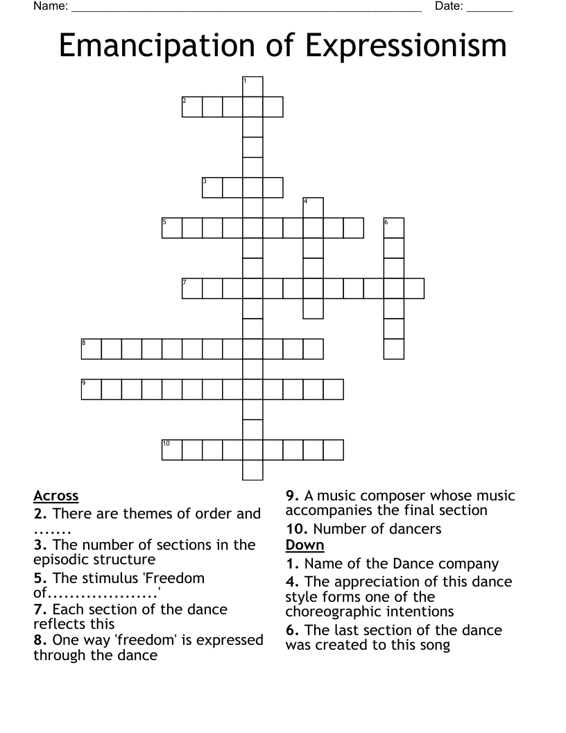 Emancipation of Expressionism Crossword