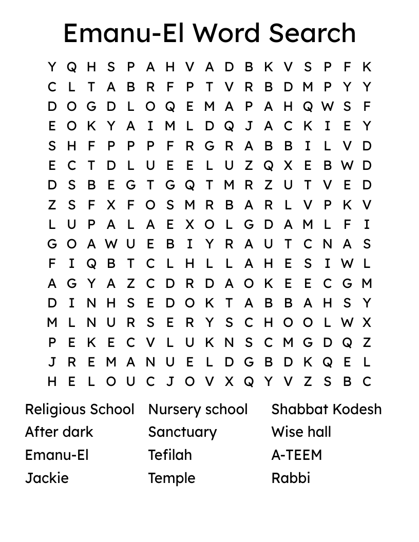 Emanu-El Word Search 
