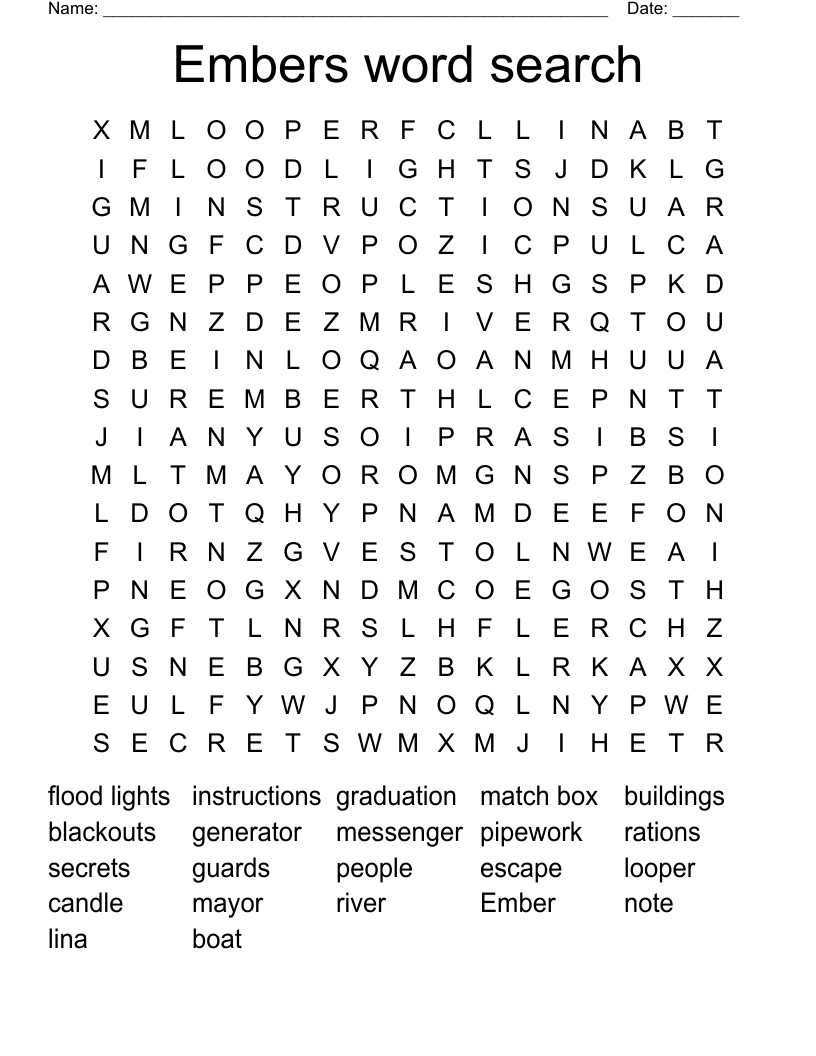 Embers word search