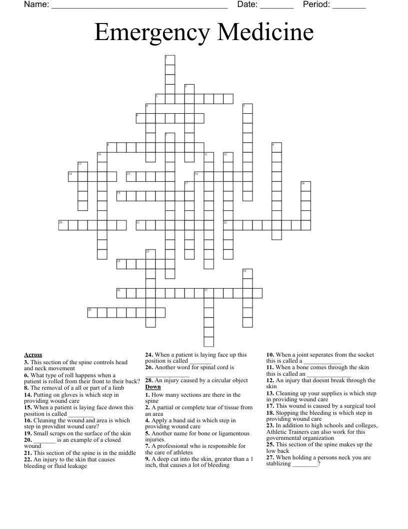 Emergency Medicine Crossword