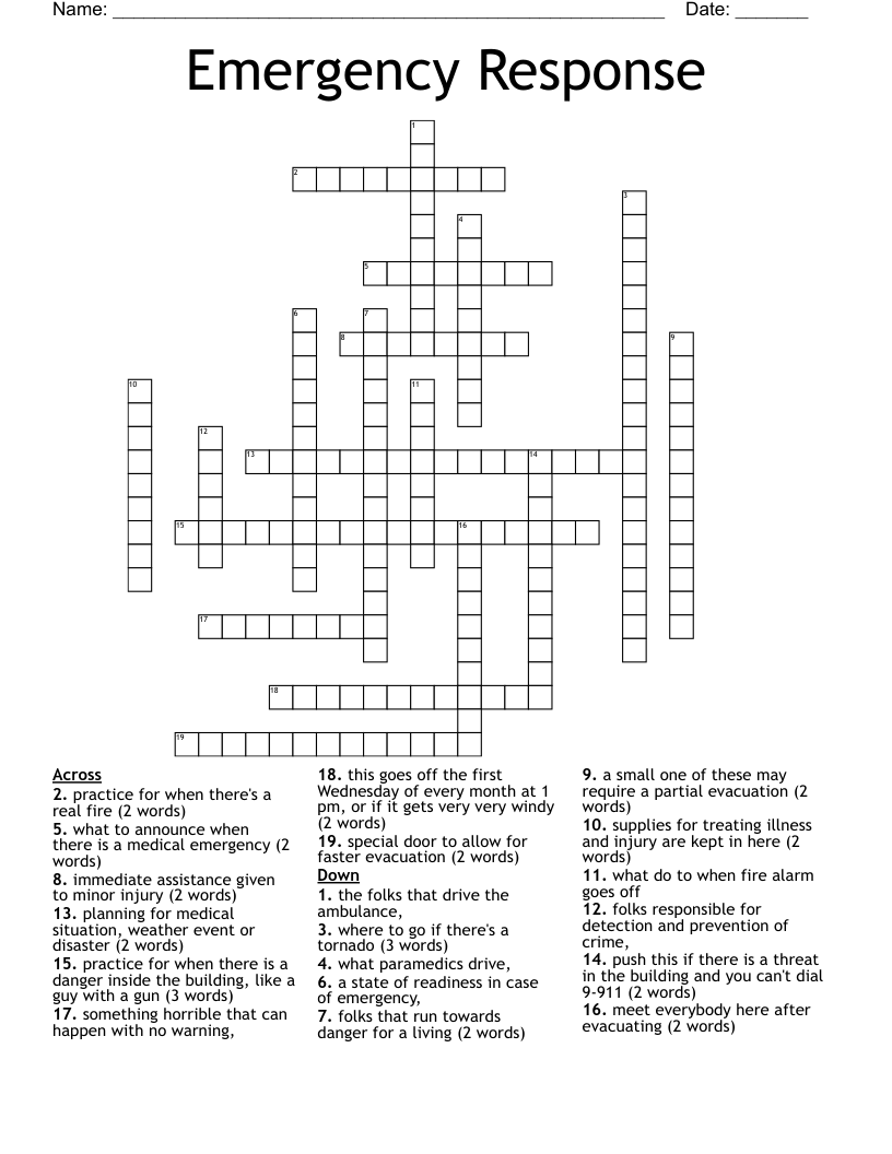 Emergency Response Crossword