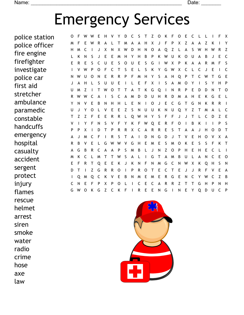 Emergency Services Word Search
