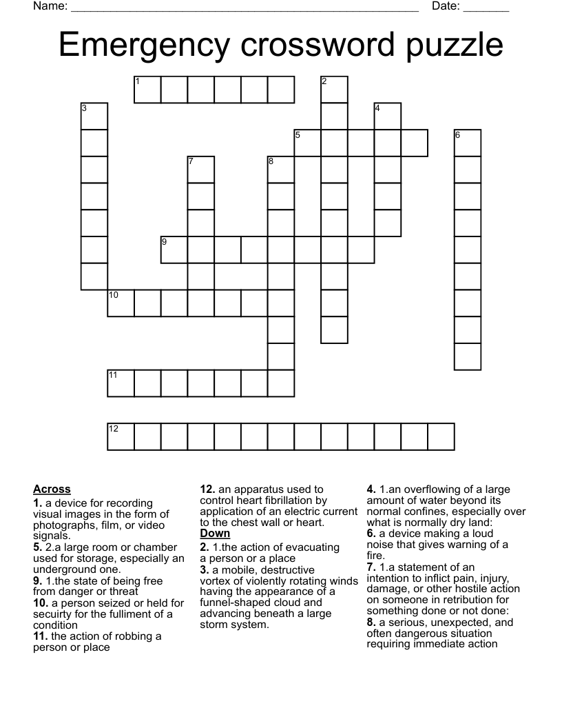 Emergency crossword puzzle