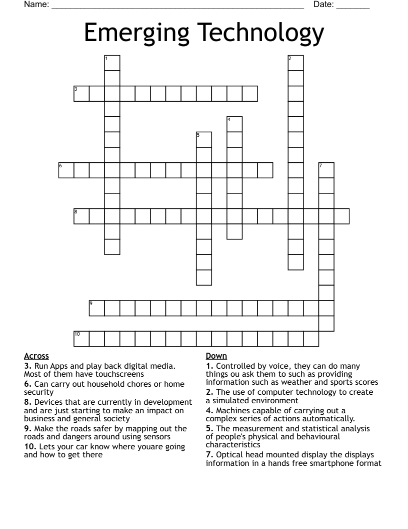 Emerging Technology Crossword