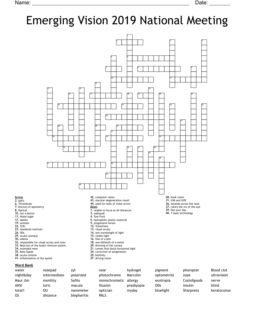 Emerging Vision 2019 National Meeting Crossword