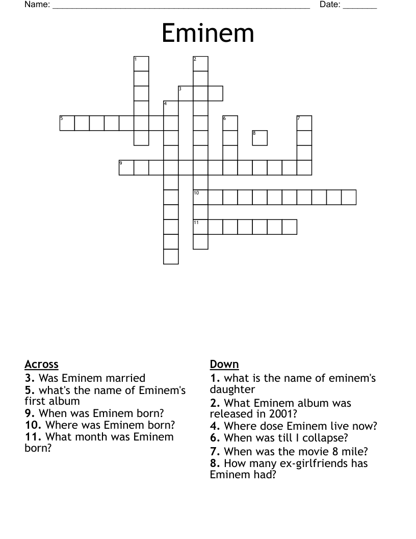 Eminem Crossword