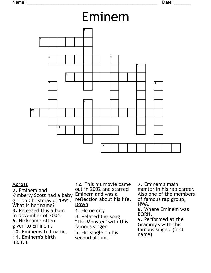 Eminem  Crossword