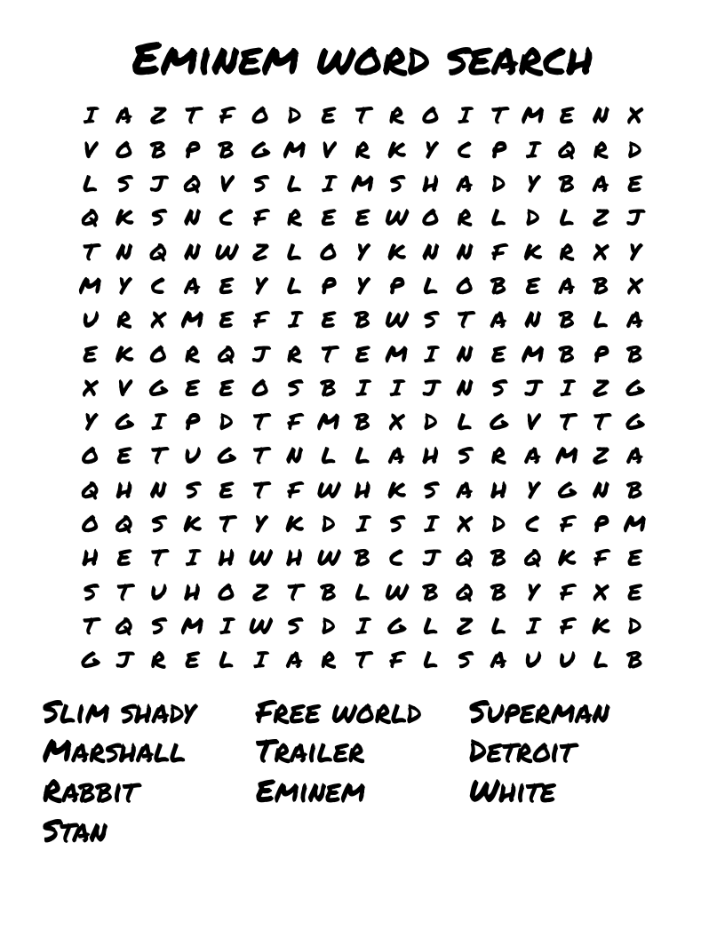 Eminem word search