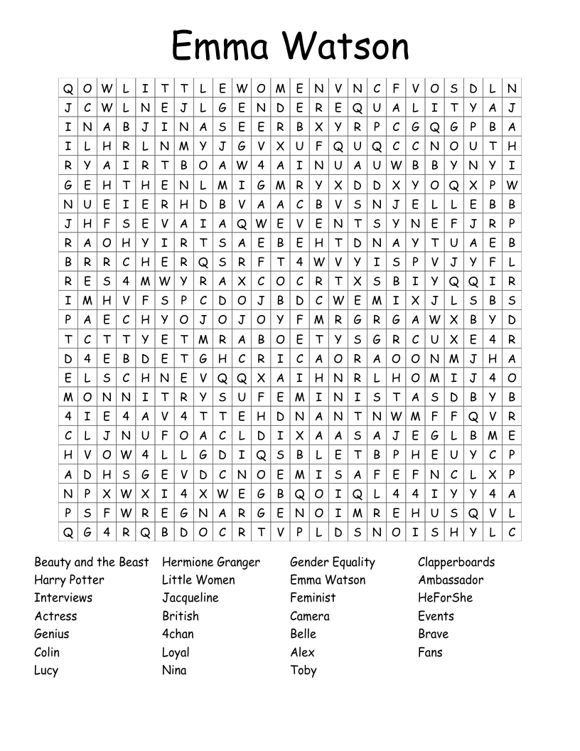 Emma Watson Word Search