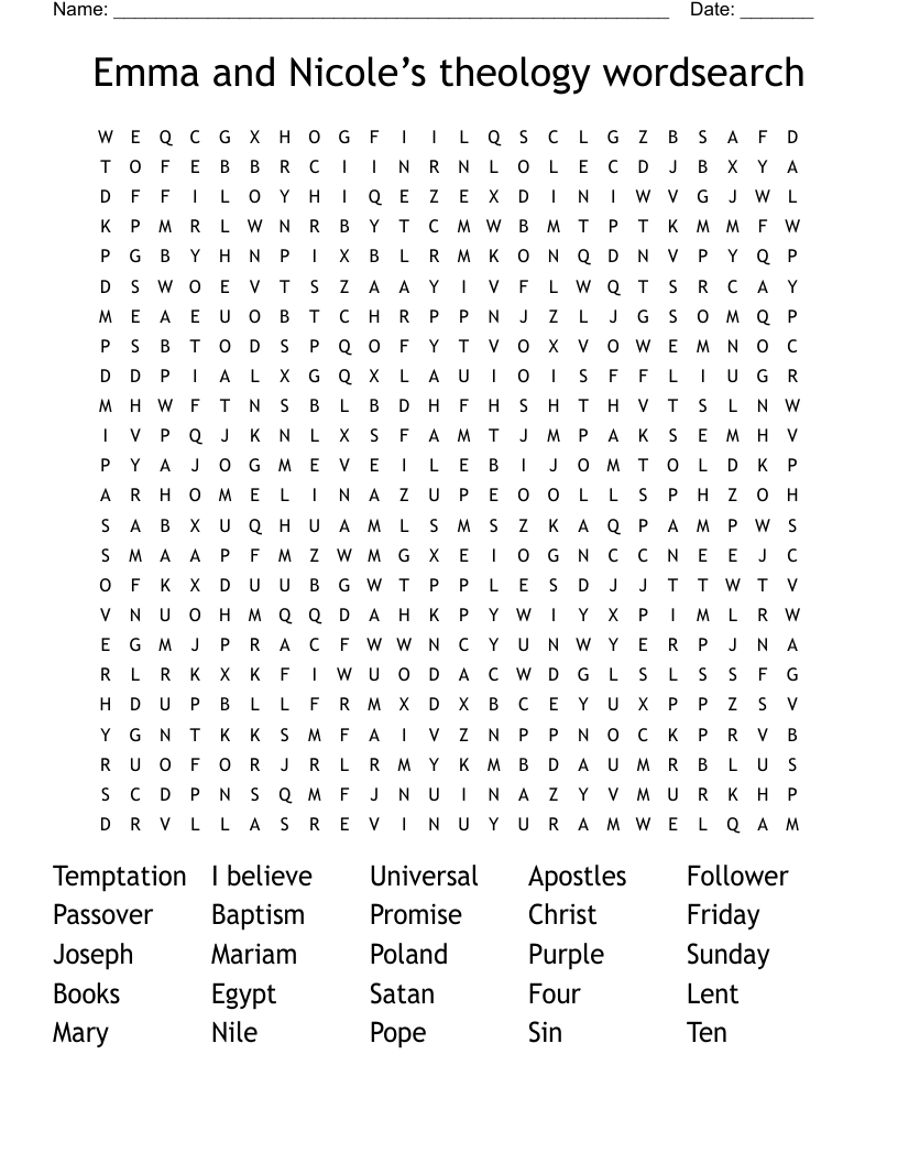 Emma and Nicole’s theology wordsearch