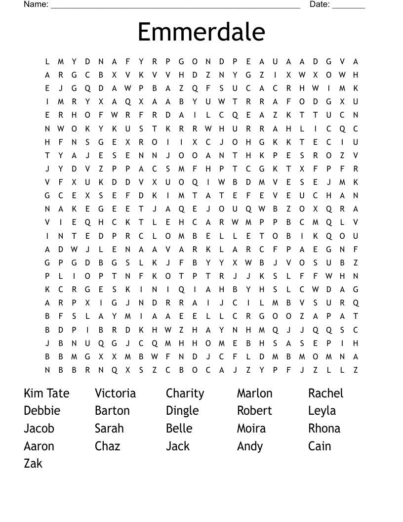 Emmerdale  Word Search