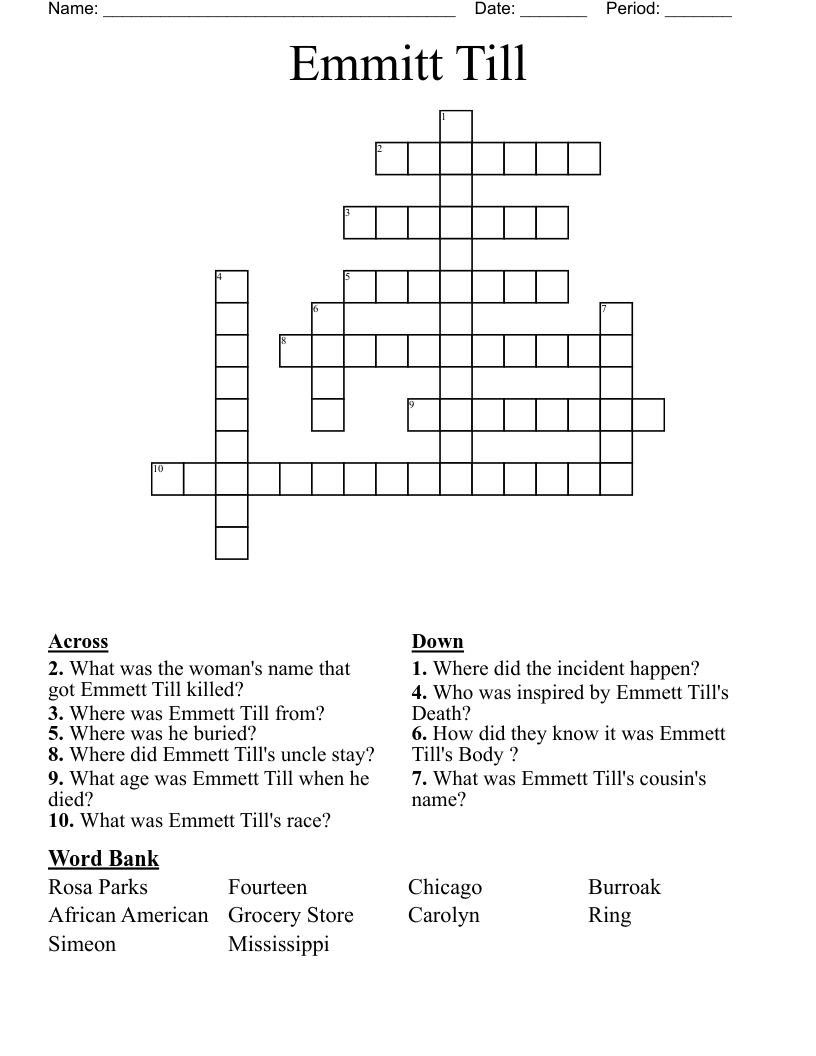 Emmitt Till Crossword