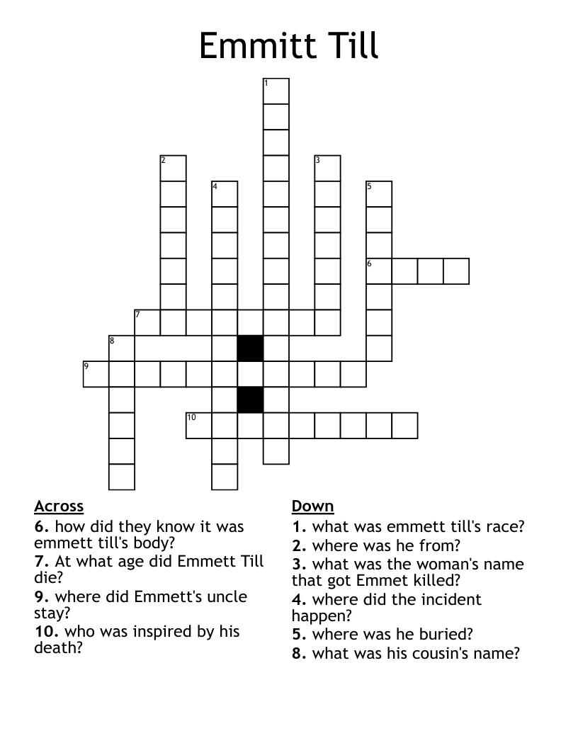 Emmitt Till Crossword