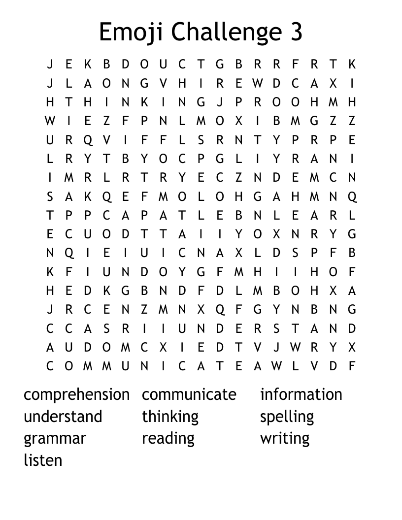 Emoji Challenge 3 Word Search