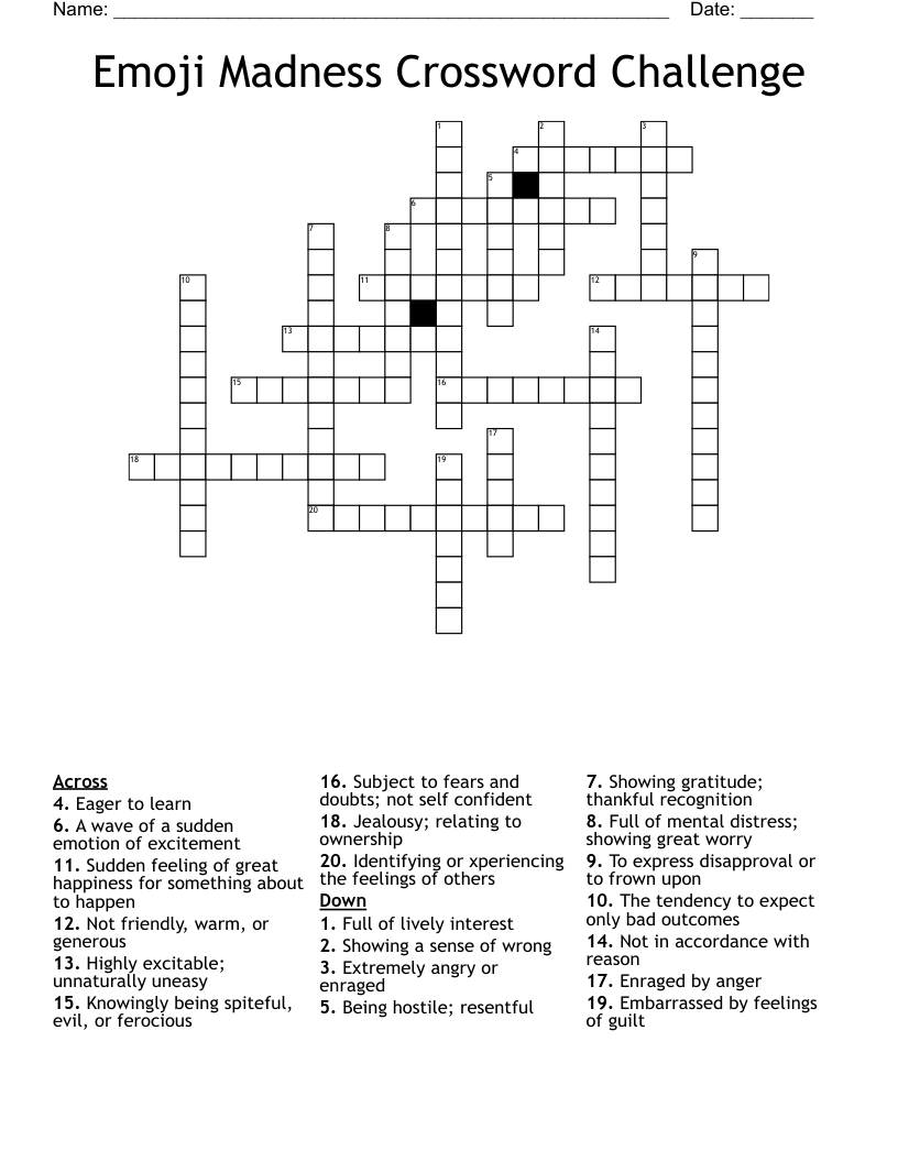 Emoji Madness Crossword Challenge