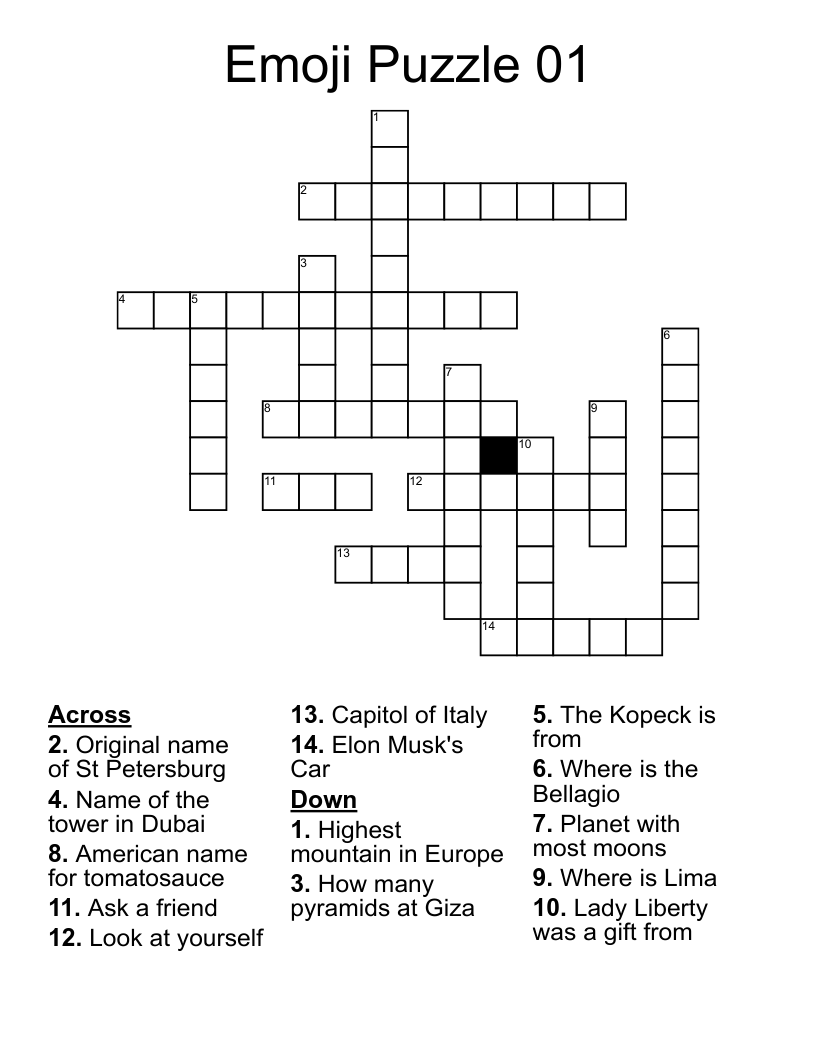 Emoji Puzzle 01 Crossword