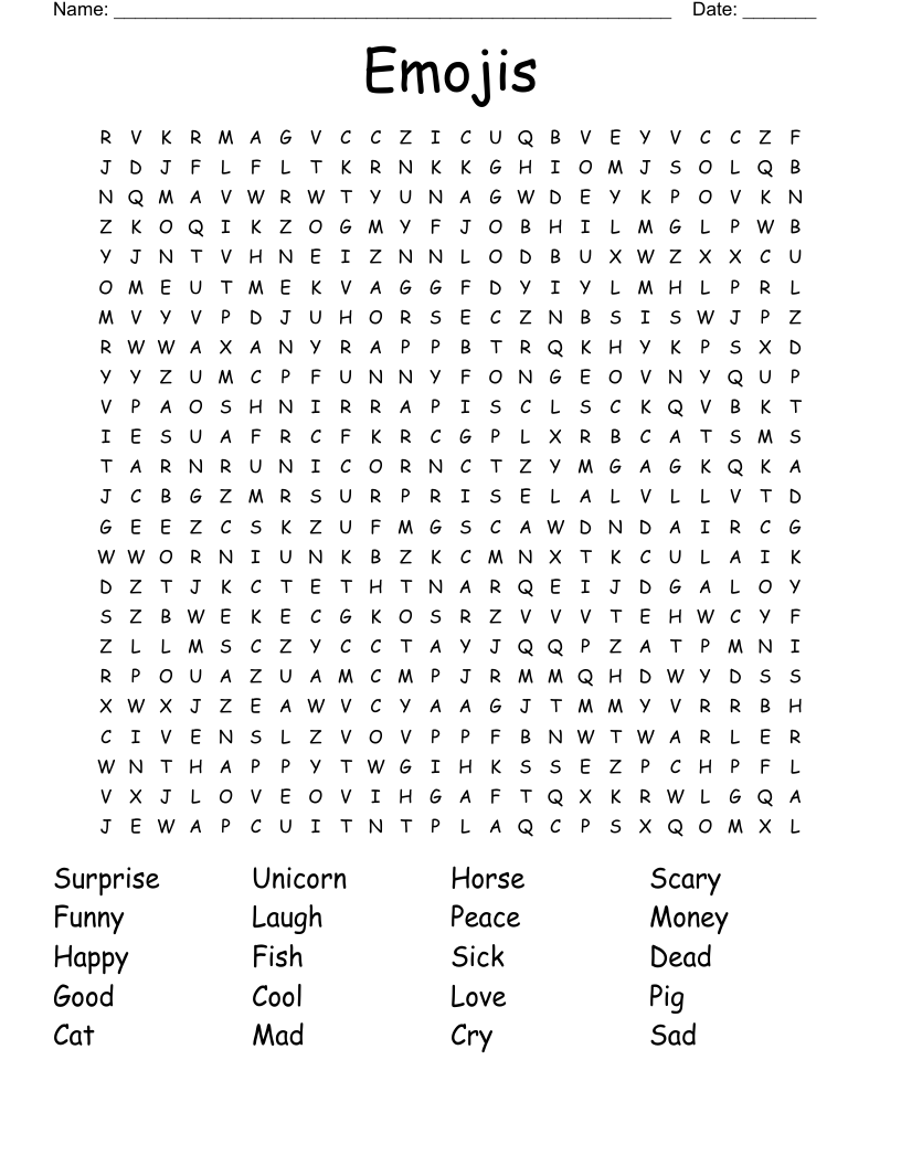 Emojis Word Search