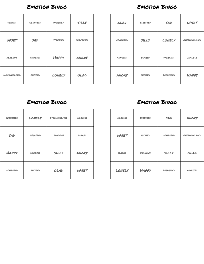 Emotion Bingo
