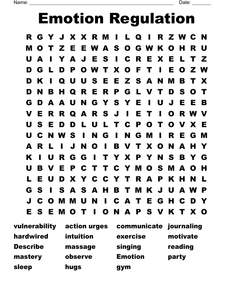Emotion Regulation Word Search