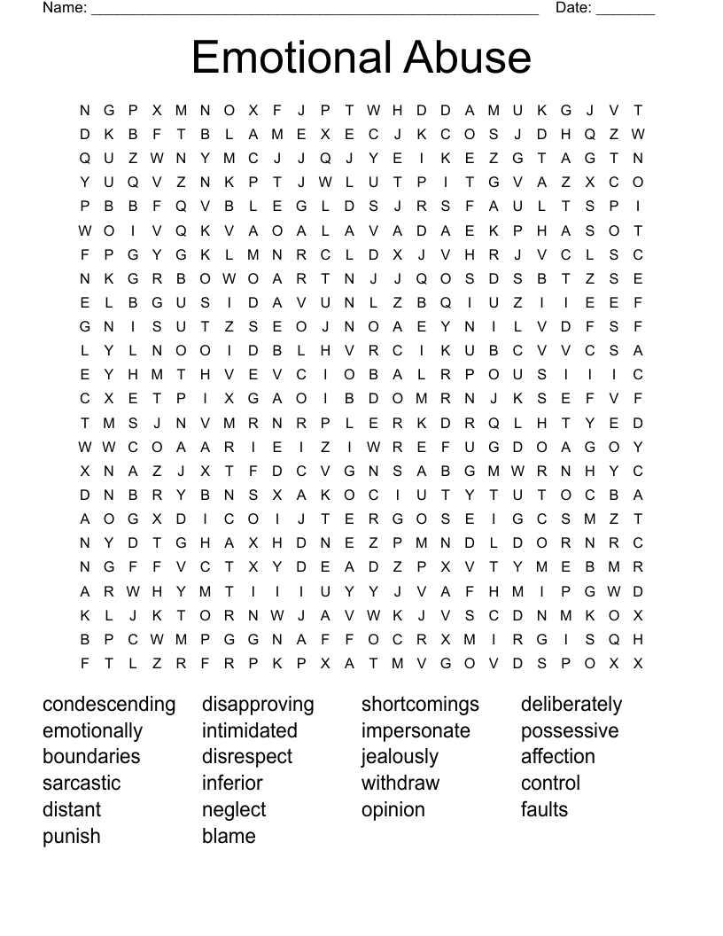 Emotional Abuse Word Search