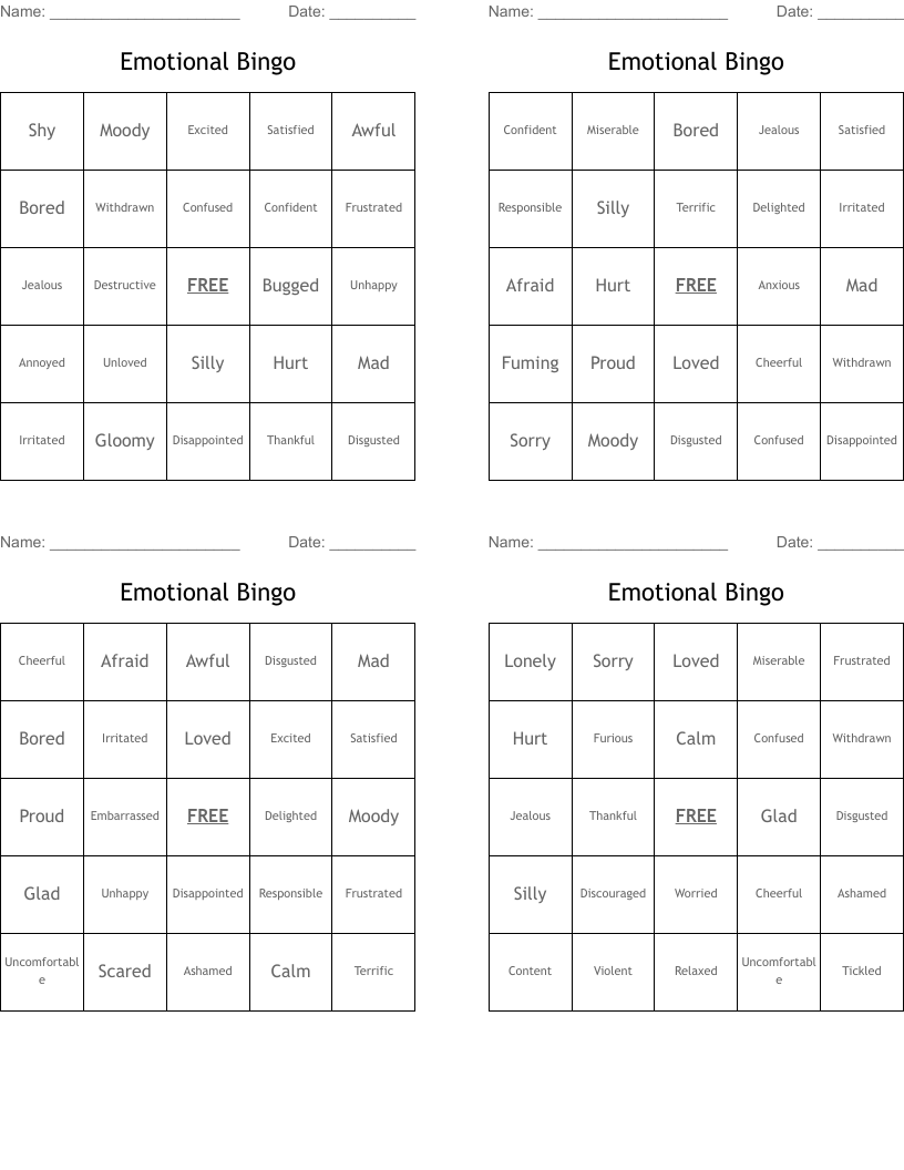 Emotional Bingo