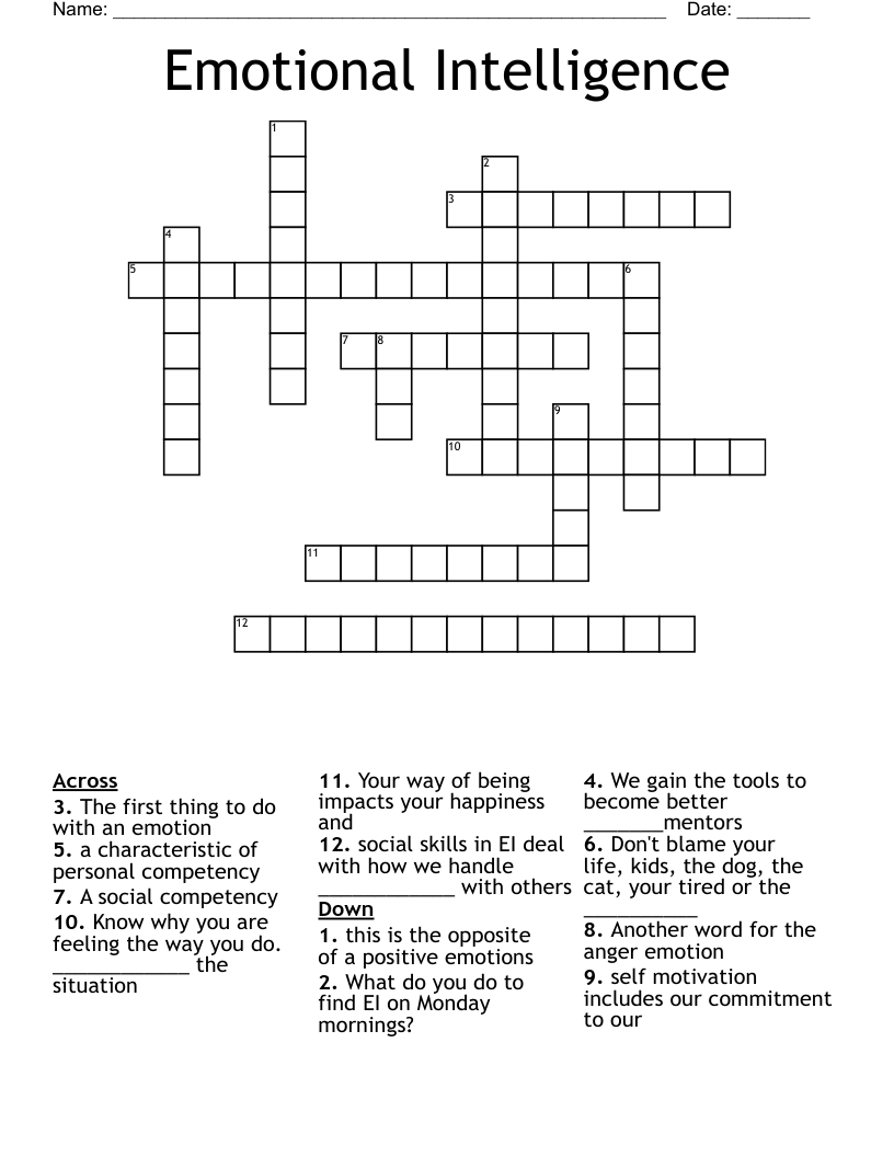 Emotional Intelligence Crossword