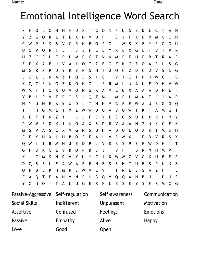 Emotional Intelligence Word Search