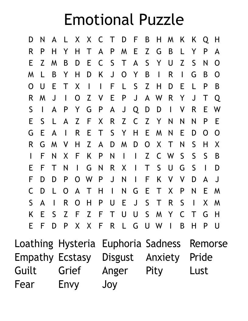 Emotional Puzzle Word Search