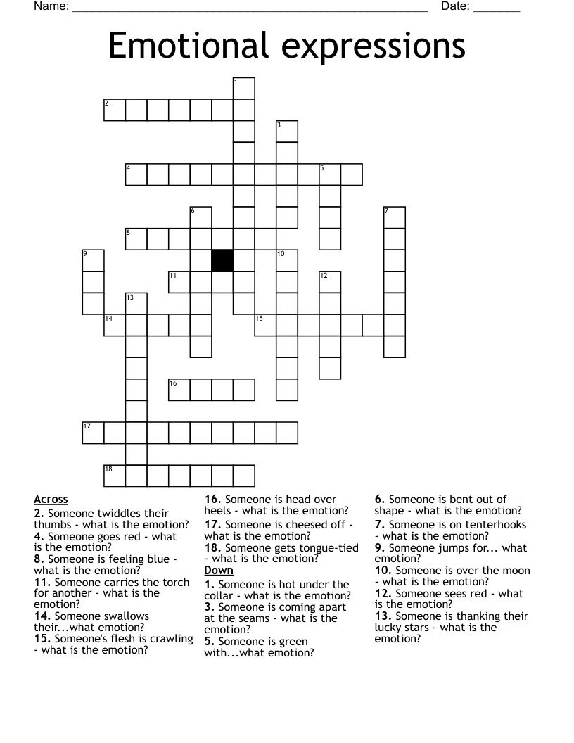 Emotional expressions Crossword