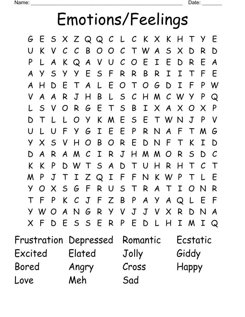 Emotions/Feelings Word Search