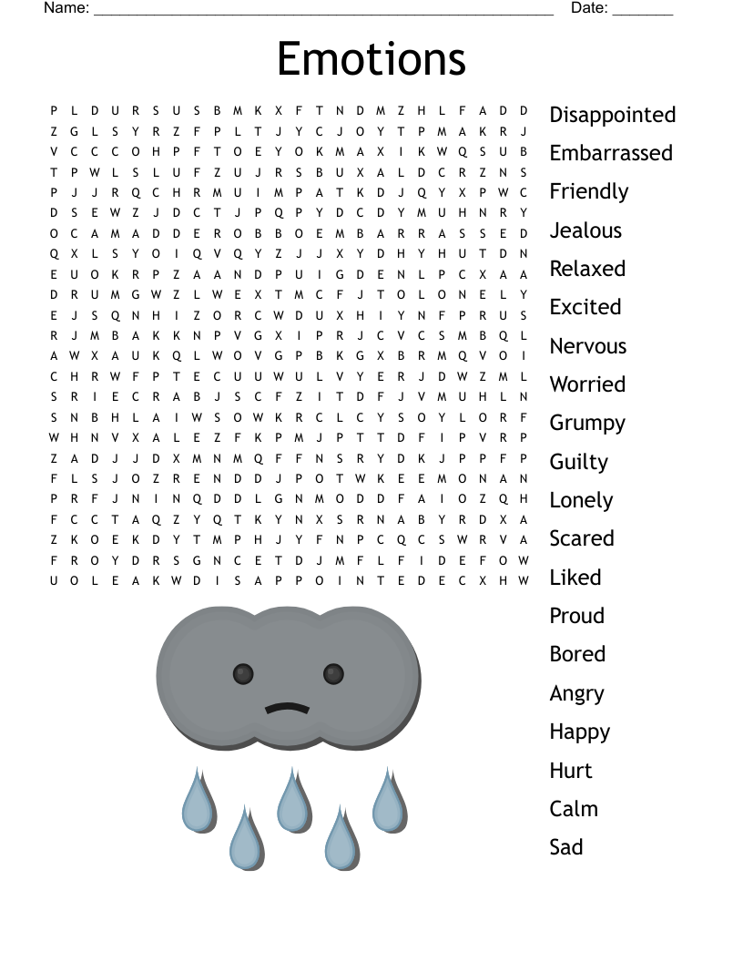Emotions Word Search